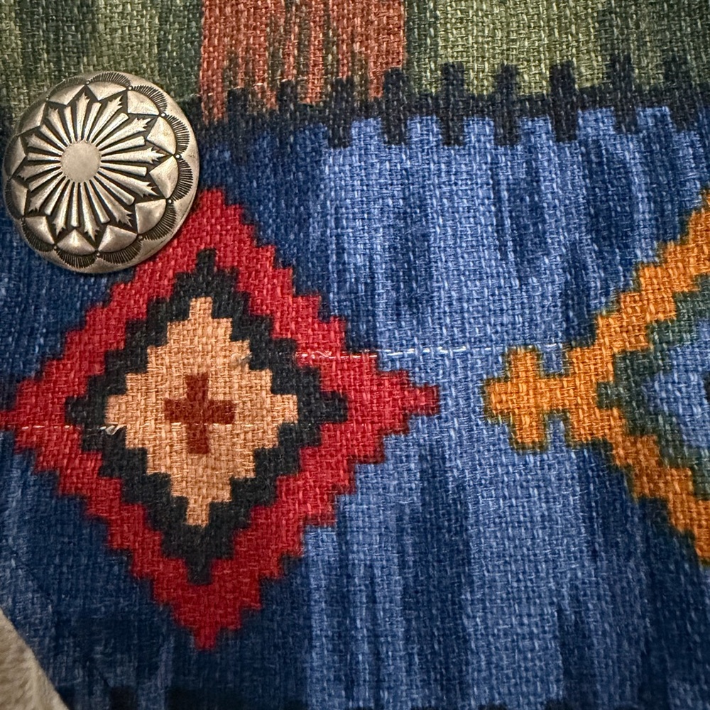 VINTAGE Western Vest Concho Buttons" Southwestern Aztec Vest L Cowgirl Festival - Picture 9 of 11